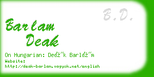 barlam deak business card